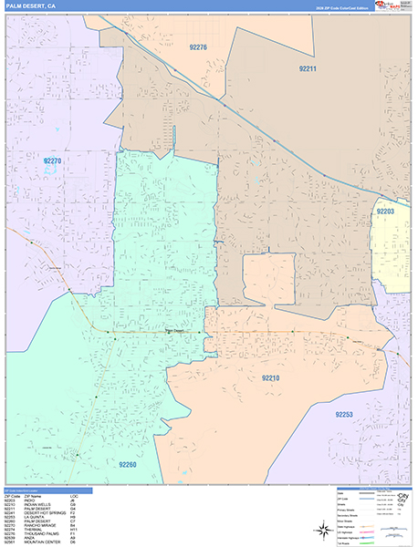 Palm Desert Map Color Cast Style